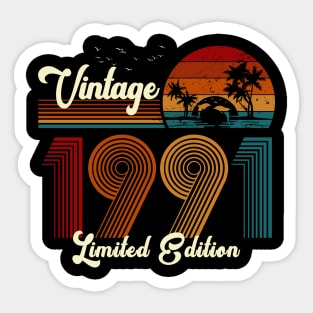 Vintage 1991 Shirt Limited Edition 29th Birthday Gift Sticker